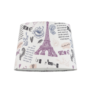 Paris France Theme Linen Drum Lampshade with Eiffel Tower Decor and Inner Lining