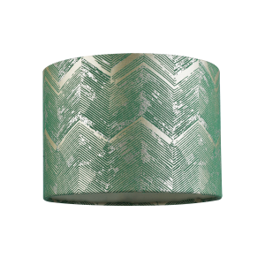 Contemporary Emerald Green Drum Lamp Shade with Gold and Silver Metallic Decor