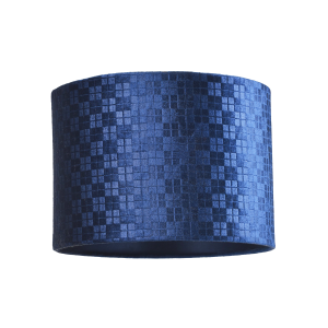 Traditional Navy Midnight Blue Velvet Lamp Shade with Mini Square Grids Pattern