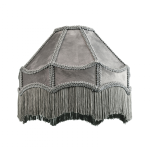 Traditional Victorian Empire Lamp Shade in Shadow Grey Velvet with Tassels