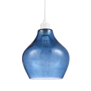 Modern Designer Midnight Navy Blue Curvy Dimpled Glass Pendant Light Shade