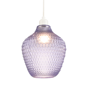 Designer Soft Lilac and Purpler Curvy Diamond Etched Glass Pendant Lamp Shade