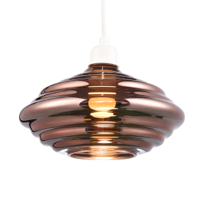 Modern Ribbed Honeycomb Glass Pendant Light Shade in Copper Plated 26cm Diameter