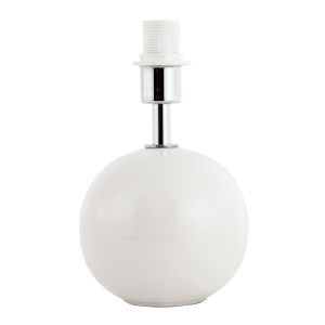 Traditional Classic Round Ceramic Table Lamp Base in Off-White Gloss Finish