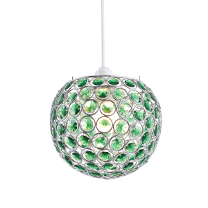 Modern Round Globe Easy Fit Pendant Shade with Small Green Acrylic Bead Jewels