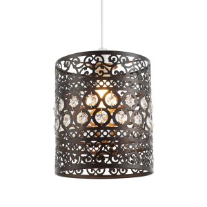 Traditional and Ornate Bronze Easy Fit Pendant Shade with Clear Acrylic Droplets