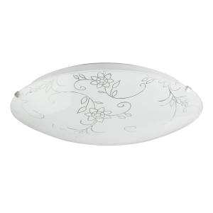 Floral Opal Glass Ceiling Light with Clear Inner Lines and Silver Metal Clips