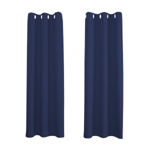 Midnight Blackout Curtains - Navy Blue Thermal Eyelet - 46 x 54 Drop - 2 Panel