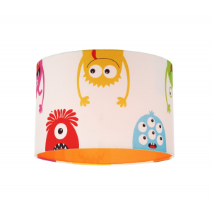 Funny Monsters Children's Lamp Shade with Orange Inner and Multi Colour Monsters