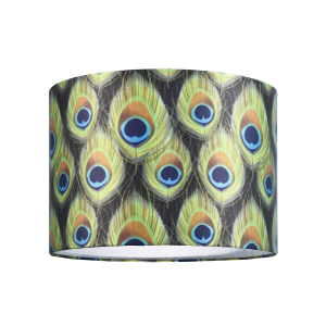 Vibrant Peacock Feather Themed 10 Inch Lamp Shade with Inner White Cotton Lining