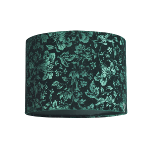 Floral Decorated Forest and Emerald Green Velvet Fabric Shade with Inner Lining