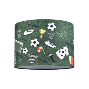 Black and White Themed Football Cotton Fabric Lamp Shade with Grass Background