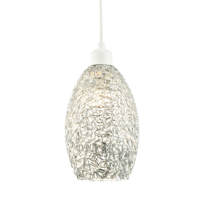 Industrial and Contemporary Twisted Wire Mesh Metal Light Shade in Shiny Silver