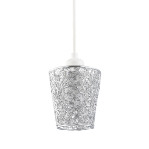 Industrial and Modern Twisting Metal Light Shade in Polished Silver - Cone Shape