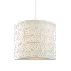 Modern Geometric Pendant Lighting Shade with Inner White Cotton Drum Diffuser