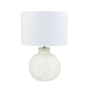 Contemporary Opal White Glass Table Lamp in Leaf Design and Ivory White Shade