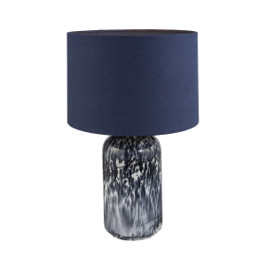 Modern Navy Blue and Smoked Grey Marble Snowflake Glass Table Lamp with Shade