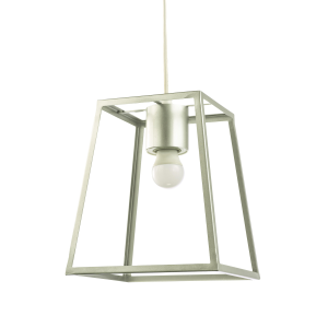 Industrial Lantern Pendant Lamp Shade in Satin Silver with Square Top and Bottom