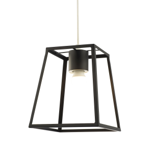 Industrial Lantern Pendant Light Shade in Matte Black with Square Top and Bottom