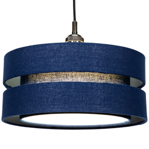 Modern 14" Midnight Blue Linen Fabric Triple Tier Ceiling Pendant Lamp Shade