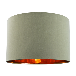 Contemporary Olive Cotton 12" Table/Pendant Lamp Shade with Shiny Copper Inner