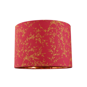 Modern Burgundy Cotton Fabric 10" Lamp Shade with Copper Foil Floral Decoration