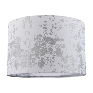 Modern White Cotton Fabric Lampshade with Silver Foil Decor for Table or Ceiling