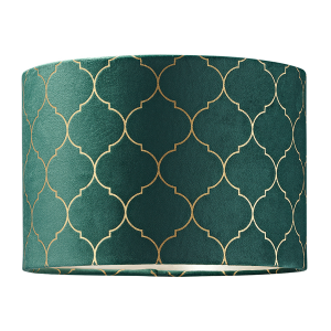 Modern Soft Brushable Forest Green Velvet 30cm Lamp Shade with Gold Foil Decor