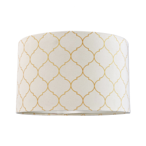 Modern Soft Brushable Light Cream Velvet 30cm Lamp Shade with Gold Foil Decor