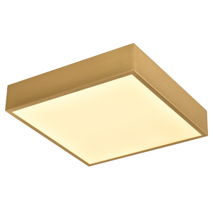 Modern 25w LED Flush Square Ceiling Light in Brushed Gold with Opal Diffuser