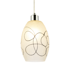 Contemporary Frosted White Crackle Glass Pendant Light Shade with Black Swirls