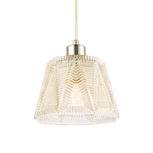 Traditional Thick Clear Glass Hexagonal Pendant Lamp Shade with Diamond Shapes