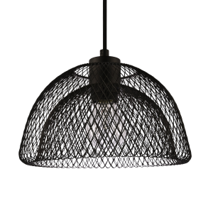 Industrial and Modern Double Mesh Wire 26cm Pendant Light Shade in Matte Black