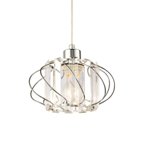 Modern Pendant Lamp Shade with Clear Acrylic Rectangular Prims and Chrome Frame