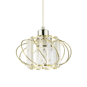 Modern Pendant Lamp Shade with Clear Acrylic Rectangular Prims and Gold Frame