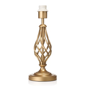 Traditional Sleek Satin Gold Brass Table Lamp Base with Twist Metal Stem Design