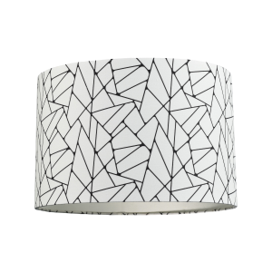 Off-White and Black Geometric Drum Lamp Shade with Inner Cotton Fabric Lining