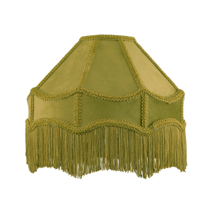 Traditional Victorian Empire Lamp Shade in Olive Green Velvet with Long Tassels