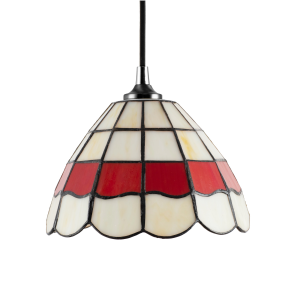 Traditional Red and Amber Stained Glass Tiffany Pendant Lighting Shade