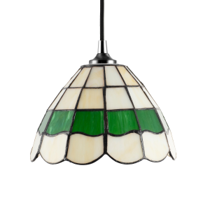 Traditional Green and Amber Stained Glass Tiffany Pendant Lighting Shade