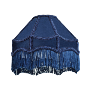 Traditional Victorian Empire Lampshade in Midnight Blue Velvet with Tassels